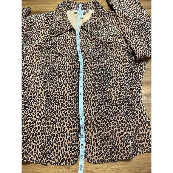Allison Taylor Animal Print Silk Blazer Jacket Full Zip Lined Black Brown Size S - Picture 8 of 9